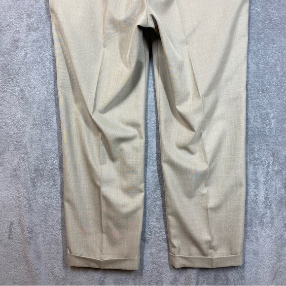 Lauren Ralph Lauren Slacks Men's 36x32 (29L) Beige Poly Rayon Pleat Front Cuffed - Picture 7 of 14